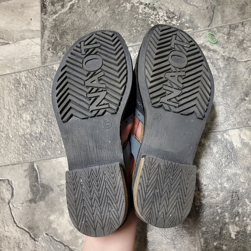Naot Nifty Blue Gray Suede Leather Slip-on Slide Chunky Block Heel Sandals 37 - Picture 7 of 8